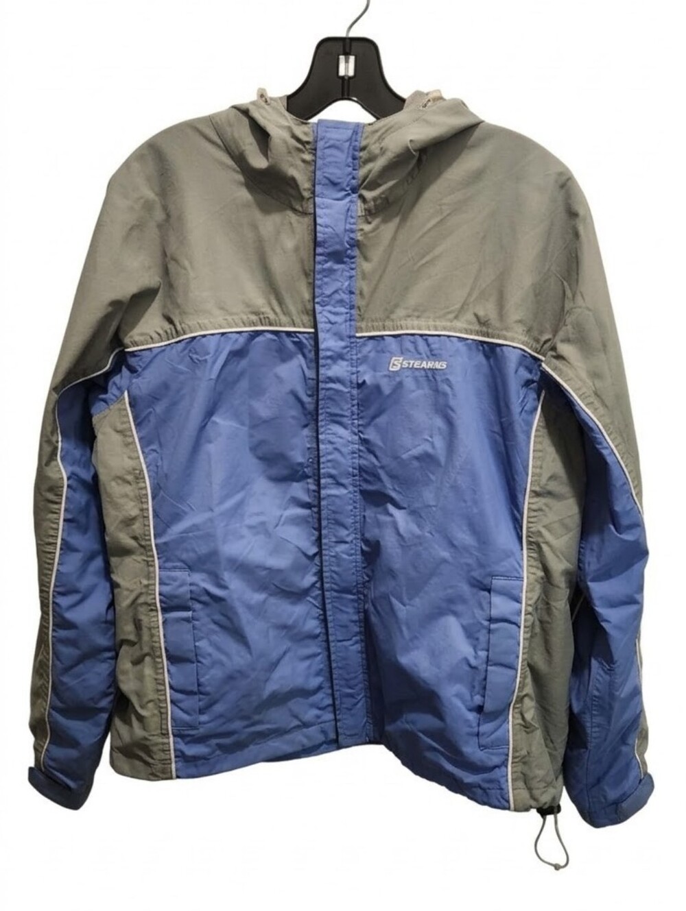 Stearns DryWear Waterproof Hooded Rain Jacket Blue Gray Colorblock Size Medium